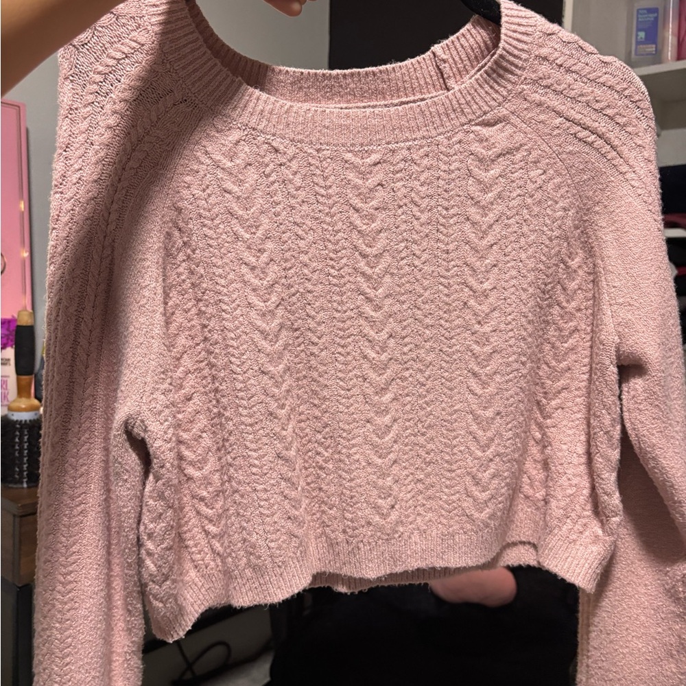 Pink Cable Knit Women's Sweater